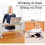 [Large Size] Neetto TB101L Adjustable Laptop Bed Table, Portable Standing Desk, Foldable Sofa Breakfast Tray, Notebook Stand Reading Holder for Couch Floor Kids - Honeydew