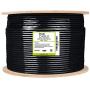 trueCABLE Cat6 Plenum Shielded (CMP), 1000ft, Black, 23AWG Solid Bare Copper, 550MHz, ETL Listed, Overall Foil Shield (FTP), Bulk Ethernet Cable