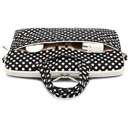 Canvaslife Black dot Pattern 15 inch Waterproof Laptop Shoulder Messenger Bag Case with Rebound Bubble Protection for 14 inch-15.6 inch Laptop 15 Case Bag