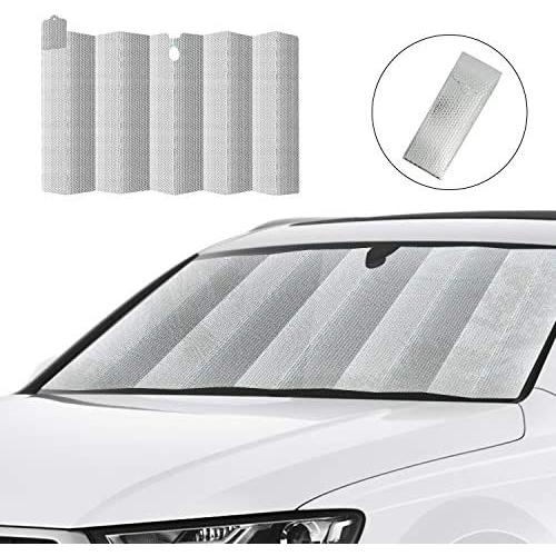 HUILI Windshield Shade, Foldable Car Window Sun Shade for Windshield 59x31.5 inches Sun Visor, Car Window Shade for Pickups, Trucks, SUVs, Silver