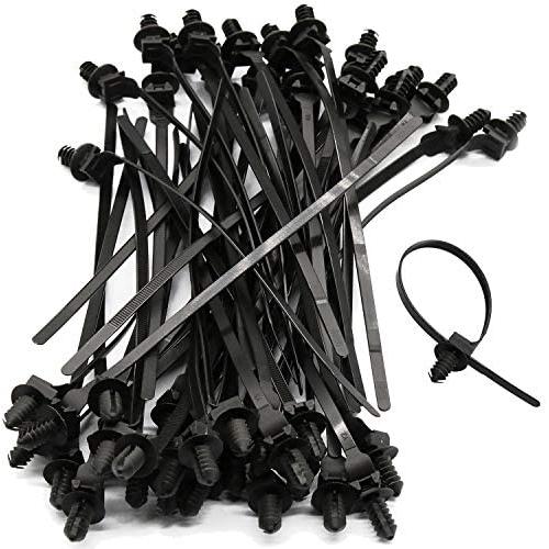 50 Pack Cable Zip Ties, 8.3 inch Heavy Duty Nylon Push Mount Self Locking UV Resistant Assortment for Indoor Wire Tying-Black