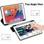 Akkerds Case Compatible with iPad 10.2 2020 iPad 8th Gen/2019 iPad 7th Gen with Pencil Holder, Protective Case with Soft TPU Back, Auto Sleep/Wake Cover Compatible for iPad 8th/7th Gen, Black