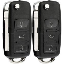 KeylessOption Keyless Entry Remote Control Car Uncut Blade Flip Key Fob for VW NBG010180T (Pack of 2)