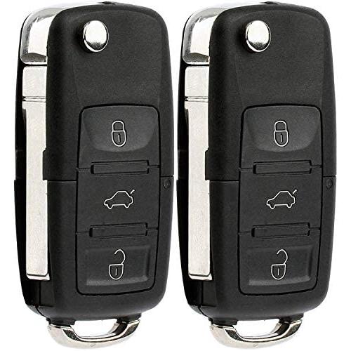 KeylessOption Keyless Entry Remote Control Car Uncut Blade Flip Key Fob for VW NBG010180T (Pack of 2)