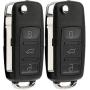 KeylessOption Keyless Entry Remote Control Car Uncut Blade Flip Key Fob for VW NBG010180T (Pack of 2)
