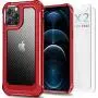 SUPBEC Compatible for iPhone 11 Pro Max Case and [ Screen Protector Tempered Glass x2Pcs] Protective Phone Cover [HeavyDuty Series] Shockproof Silicone for iPhone 11Pro Max Phone Case-Clear Red-6.5''