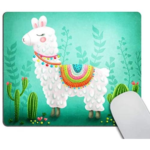 Smooffly Cute Llama Cactus Mouse Pads Desk Accessories Non-Slip Rubber Customized Computer Mouse Pad 9.5 X 7.9 Inch (240mmX200mmX3mm)