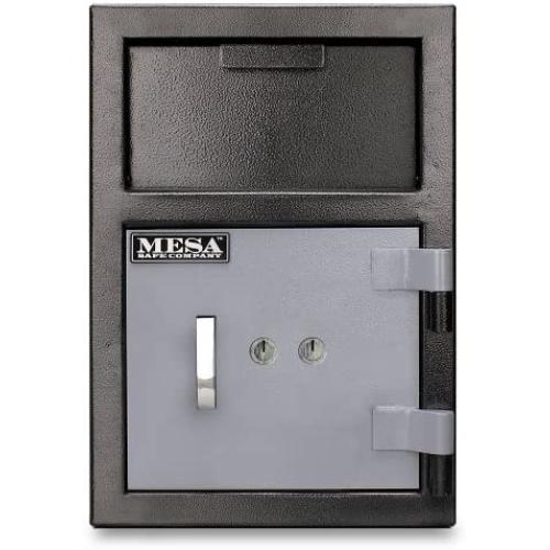 Mesa Safe MFL2014K All Steel Depository Safe with Key Lock, 0.8-Cubic Feet, Black and Grey
