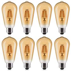 8 Pack LED Edison Bulbs 60W Equivalent, OxyLED 6W Vintage Style LED Filament Light Bulbs, E26 Medium Base, Non-Dimmable, Warm White 2700K, Antique ST64 Amber Glass Bulb for Bathroom Kitchen Christmas