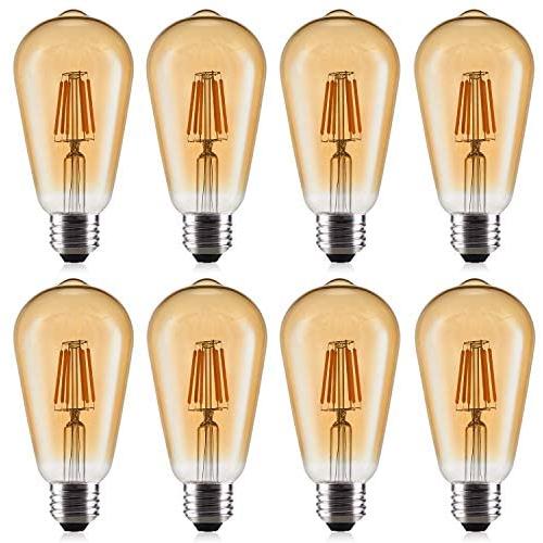 8 Pack LED Edison Bulbs 60W Equivalent, OxyLED 6W Vintage Style LED Filament Light Bulbs, E26 Medium Base, Non-Dimmable, Warm White 2700K, Antique ST64 Amber Glass Bulb for Bathroom Kitchen Christmas