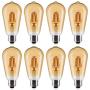 8 Pack LED Edison Bulbs 60W Equivalent, OxyLED 6W Vintage Style LED Filament Light Bulbs, E26 Medium Base, Non-Dimmable, Warm White 2700K, Antique ST64 Amber Glass Bulb for Bathroom Kitchen Christmas