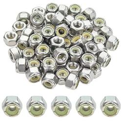 Powlankou 60 Pieces 1/4''-20 Nylon Insert Hex Lock Nuts, 304 Stainless Steel