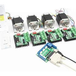 4 Axis Nema23 Stepper Motor 270oz-in 76mm 3A Dual Shaft+TB6560 MD430 Driver CNC Controller Kit for CNC Router Engraving Milling Machine