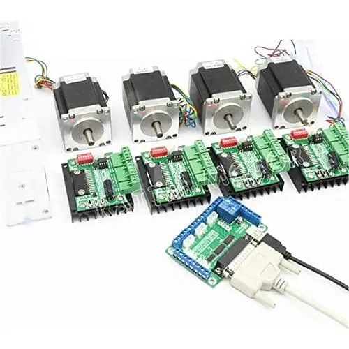 4 Axis Nema23 Stepper Motor 270oz-in 76mm 3A Dual Shaft+TB6560 MD430 Driver CNC Controller Kit for CNC Router Engraving Milling Machine