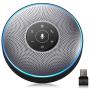 Bluetooth Speakerphone - M2 Gray Conference Speaker w/ 2 Dongles, Idea for Home Office 360º Voice Pickup 4 AI Echo & Noise Canceling Microphones, Skype USB Speakerphone AUX in/Out for up to 8 People