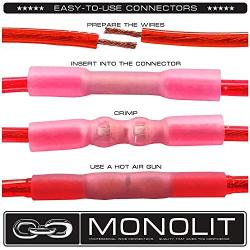 Heat Shrink Wire Connectors 100 pcs Kit Waterproof Insulated Electrical Crimp Marine Automotive