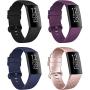 poshei 4 Packs Bands Compatible with Fitbit Charge 4 / Fitbit Charge 3 / Fitbit Charge 3 SE for Women and Men, Classic Replacement Wristband, Soft Silicon Waterproof Quick Release Sports Strap