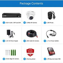 ZOSI 1080P H.265+ Home Security Camera System,5MP Lite 8 Channel Surveillance DVR with Hard Drive 1TB and 4 x 1080p Weatherproof CCTV Dome Camera Outdoor Indoor with 80ft Night Vision, Motion Alerts