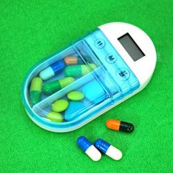 Milisten Pill Box with Alarm Reminder 2 Times a Day Medication Organizer Timer Digital Electronic Smart for Outdoor Travel Dispenser 1 Pc