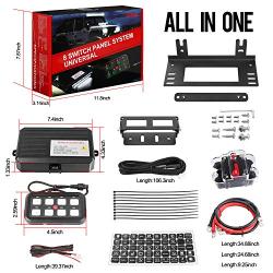 8 Gang Switch Panel, DJI 4X4 On-Off LED Car Switch Panel Circuit Control Relay System Box Universal Slim Touch Panel with Harness and Label Stickers for Truck Boat ATV UTV Caravan Marine
