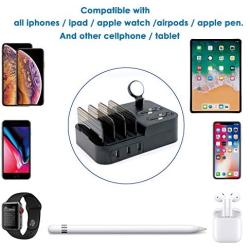 Iootmoy 6 Port USB Charging Station Multi Device USB Charging Dock Station HUB Desktop Charger Stand Organizer Compatible for iPhone ipad Airpods iwatch Kindle Tablet Multiple Devices
