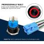 MGI SpeedWare Black Aluminum Push Button Switch 22mm with Socket, 3A 12vDC Ring LED (Latching, Red)
