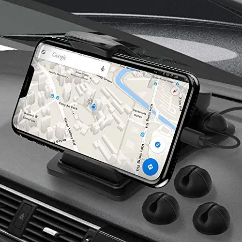 Cellphone Holder for Car, Anti-Slip Car Mount, Car Dashboard GPS Holder with Cord Organizer, Compatible with iPhone X/XS/8P/8/7P/7/6S Plus, Galaxy S10e/S9/S8 and 3.5-6 Smart Phones or GPS Devices