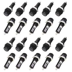 Hyamass 20Pcs AC 250V 10A/AC 125V 15A Black Electrical Panel Mounted Screw Cap Fuse Holder（6x30mm）