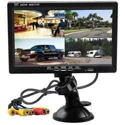 7 Inch HD 4 Split Quad Video Displays Backup Monitor kit LCD Rear View Monitor for Car Backup Camera Kit & Home Surveillance Security System