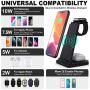 Wireless Charger, Detachable 3 in 1 Wireless Charging Station, Qi 15W Fast Wireless Charger Stand for Apple Watch SE 6 5 4 3 2 AirPods Pro iPhone 12 11 Pro Max Xs X Xr 8 Plus(with QC 3.0 Adapter)