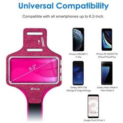 JETech Cell Phone Armband Case for iPhone SE(2020)/11/11 Pro/XR/XS/X/8 Plus/7 Plus/8/7/6s/6, Galaxy S10/S9/S9+, Adjustable Band, w/Key Holder and Card Slot, for Running, Walking, Hiking, Plum