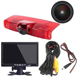 Navinio New Version Car Third Roof Top Mount Brake Lamp Camera Brake Light Rear View Backup Camera+7'' LCD Car Dashboard Color Monitor for Chevrolet Express GMC Savana Vans Exporer Vans Cargo