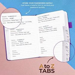 Clever Fox Password Book with tabs. Internet Address and Password Organizer Logbook with Alphabetical tabs. Medium Size Password Keeper Journal Notebook for Computer & Website Logins (Purple)