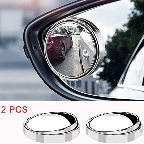 yusheng 2PCS small Blind Spot Mirror,2'' Round HD Glass Convex Rear View Mirror,Strong Adhesive Mirror for Car, Van, SUV and Trucks (2''(50mm), Silver frame)