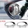 yusheng 2PCS small Blind Spot Mirror,2'' Round HD Glass Convex Rear View Mirror,Strong Adhesive Mirror for Car, Van, SUV and Trucks (2''(50mm), Silver frame)