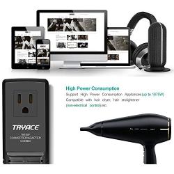 Tryace 1875W Worldwide Travel Converter Adapter Transformer Set Down Voltage 220V to 110V Combo International Voltage Converter for Hair Dryer UK/AU/US/EU