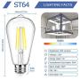 12Packs Vintage LED Edison Bulbs, 60W Equivalent 7W, 800Lumens, Dimmable ST64 Antique LED Filament, Daylight White 5000K, E26 Medium Base Light Bulbs High Brightness Clear Glass for Bedroom Office