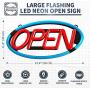 Large Flashing LED Neon Open Sign Light for Businesses with Remote Control – Extra Bright Lightweight & Energy Efficient - for Restaurants Offices Retail Shops Window Storefronts – Blue - Red