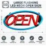 Large Flashing LED Neon Open Sign Light for Businesses with Remote Control – Extra Bright Lightweight & Energy Efficient - for Restaurants Offices Retail Shops Window Storefronts – Blue - Red