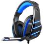 Gaming headser for PS4 Xbox one, Beexcellent Newest Deep Bass Stereo Sound Over Ear Headphone with Noise Isolation LED Light for PC Laptop Tablet Mac (Blue)