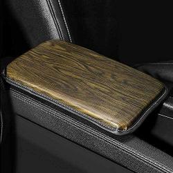 Center Console Armrest Cover, Armrest Cover for Car, Premium Wood Grain Leather Design, Universal Fit (Yellow)