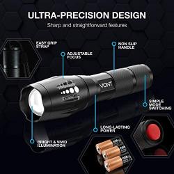 Vont Blaze Tactical Flashlight (2 Pack) LED Flashlights, Extremely Bright Flash Light, High Lumen, Adjustable Beam, Water-Resistant, Gear & Accessories for Hiking, Camping, Survival, Emergency