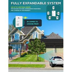Driveway Alarm, 1byone Motion Sensor 1000ft Operating Range, 36 Melodies, Home Security Alert System with 1 Plug-in Receiver and 1 Weatherproof PIR Motion Detector, Protect Indoor/Outdoor Property