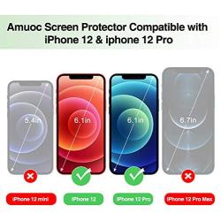 （3 Pack ） Amuoc Tempered Glass Film for Apple iPhone 12 Screen Protector and iPhone 12 pro Screen Protector， with (Easy Installation Tray) Anti Scratch, Bubble Fre, Apple iPhone 12/12Pro/6.1inch