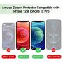 （3 Pack ） Amuoc Tempered Glass Film for Apple iPhone 12 Screen Protector and iPhone 12 pro Screen Protector， with (Easy Installation Tray) Anti Scratch, Bubble Fre, Apple iPhone 12/12Pro/6.1inch