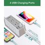 EyGde Power Strip Surge Protector with 6 Outlet Extender (3 Sided) and 4 USB Ports, Outlet Splitter with 4.5ft Extension Cord, Overload Surge Protection Sockets, Wall Mount for Home, Office (White)