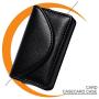 FYY Handmade Premium PU Leather Business Name Card Case Universal Card Holder with Magnetic Closure (Hold 30 pics of Cards) Black