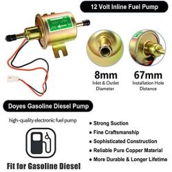 Electric Fuel Pump 12v Universal Inline Fuel Pump Low Pressure 2.5-4 PSI Gas Diesel Transfer Fuel Pump for Carburetor Lawnmover Boat Carter HEP-02A