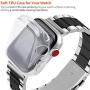 Fullmosa Compatible Apple Watch Band 40mm 44mm 38mm 42mm with Watch Case, Stainless Steel Metal for Apple Watch Series SE 6 5 4 3 2 1 Bands, 38mm 40mm Silver+Black