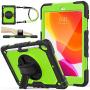 SEYMAC stock Case for iPad 8th/7th Generation 10.2, [Full-Body] &Shock-Proof Protection with 360 Degrees Rotating Stand [Pencil Holder] Hand Strap for 2020/2019 iPad 8th/7th 10.2 Inch(Green+Black)